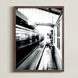 "Riding on the Metro" - Art Print in Black and White by Marker Girl - Framed