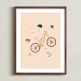 "Cycling Adventure Gear" - Art Print in Blush Pink by Coit Creative - Framed