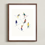 "Ski people" - Art Print in Candy by Anee Shah - Framed