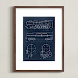 "Train diagram" - Art Print in Navy by Robert and Stella - Framed