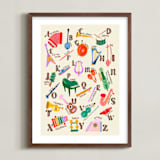 "Musical Alphabet" - Art Print in Retro Rainbow by DorothyDear Creations - Framed