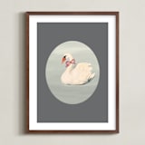 "Dreamy Swan" - Art Print in Smoke by Teju Reval - Framed