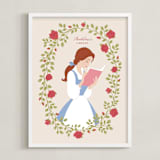 "Disney's Belle Library" - Personalized Art Print in Rose by Jamie Alexander - Framed