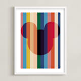 "Bright Stripes" - Art Print in Rainbow by Baumbirdy - Framed