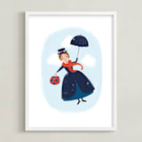 "Mary Poppins Flies" - Art Print in Sky by Itsy Belle Studio - Framed