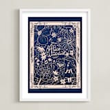 "Art Nouveau Alice" - Art Print in Navy by Stefanie Lane - Framed