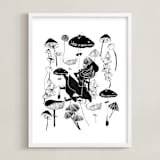 "The Mushroom Fall" - Art Print in Truffle by Deborah Velasquez - Framed