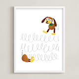 "Slinky Dog Saves the Day" - Art Print in Bark by Jackie Crawford - Framed