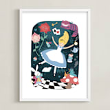 "The Rabbithole from Disney's Alice In Wonderland" - Art Print in Blue by peetie design - Framed