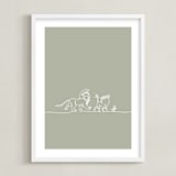 "The Trio from Disney's The Lion King" - Art Print in Sage by Britt Mills - Framed