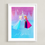 "Elsa and Anna from Disney's Frozen" - Art Print in Ice by Lori Wemple - Framed