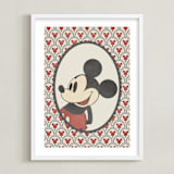 "Disney's Mickey Antique Wallpaper" - Art Print in Red by Heather Schertzer - Framed