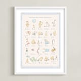 "Disney Winnie The Pooh Alphabet" - Art Print in Baby Blue by Sabrin Deirani - Framed