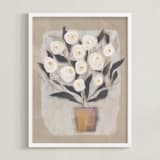 "The Gardenia" - Art Print in Creamy Buff by Jacquelyn Sloane Siklos - Framed