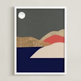 "Full moon tonight" - Art Print in Midnight Blue by Sonya Percival - Framed