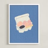 "Half Dozen Eggs" - Art Print in Navy by Elliot Stokes - Framed