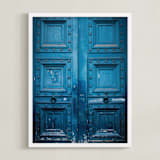 "Behind Door Number 1" - Art Print in Ocean Blue by 1885 Atelier - Framed