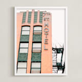 "7th Street Hotel" - Art Print in peach by Baumbirdy - Framed