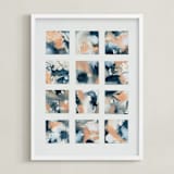 "Sunsets" - Art Print in Indigo by LeAnne Roberts - Framed