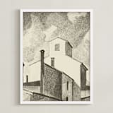 "Casine" - Art Print in Antique Beige by M.E.Segantini - Framed