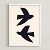 "Birds" - Art Print in Navy by Alexandra Dzh - Framed