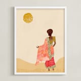 "Radhaben and the Gold Coins" - Art Print in Desert by Kamala Nahas - Framed