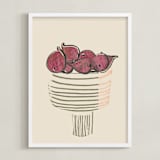 "Bowl of figs" - Art Print in ripen figs burgundy by Bethania Lima - Framed