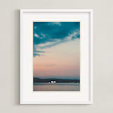 "Lake Lights" - Art Print in Lake Blue by Beth Scott Design - Framed