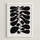 "Black Plant I" - Art Print in Moon White by Alisa Galitsyna - Framed