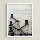 "Stage Door" - Art Print in Soft Blue by Baumbirdy - Framed