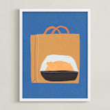 "Rotisserie Chicken" - Art Print in Navy Blue by Elliot Stokes - Framed