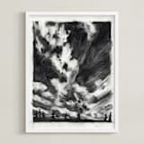 "plume" - Art Print in Charcoal by Kelly Johnston - Framed