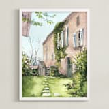 "French Country Cottage" - Art Print in Countryside by Kitty Mitchell - Framed