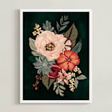 "Mixed Botanicals II" - Art Print in Green by Susan Moyal - Framed
