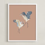 "Crane dance" - Art Print in Sierra dusk by Nina Leth - Framed