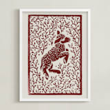 "Lamb Linocut" - Art Print in Rust by Ash Weaver - Framed