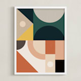 "Mid Century Jungle II" - Art Print in Jade by Maria Alou - Framed