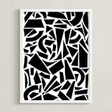 "Broken Glass" - Art Print in Black on White by Elliot Stokes - Framed