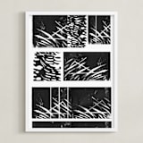 "Bamboo Grass" - Art Print in Midnight Black by AlisonJerry - Framed