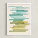 "Stacked Horizon" - Art Print in Horzion Blue by Jennifer Morehead - Framed