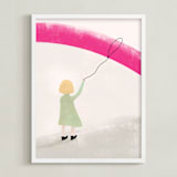 "Lasso the rainbow I" - Art Print in Rainbow pink by Maja Cunningham - Framed