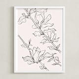 "magnolia study" - Art Print in peach by Qing Ji - Framed