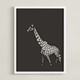"fading giraffe" - Art Print in Charcoal by Erin Niehenke - Framed