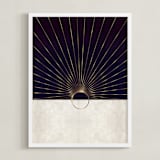 "The Golden Moon Rise" - Art Print in Mysterious Purple by Faiza Khan - Framed