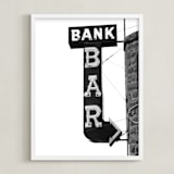 "Bank Bar" - Art Print in Shades of Grey by Calais A Le Coq - Framed