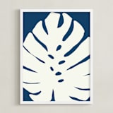 "Botanical on Indigo" - Art Print in Indigo Blue by Deborah Velasquez - Framed