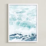 "Storm Swell" - Art Print in stormy turquoise by Kamala Nahas - Framed