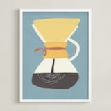 "Coffee Maker" - Art Print in Kitchen Tile Teal by Elliot Stokes - Framed