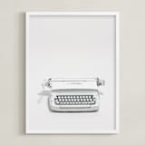 "The Typewriter" - Art Print in White on white by Cristiane - Framed