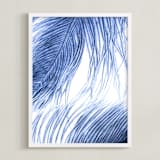 "Fine Feathered I" - Art Print in Midnight Blue by Debra Pruskowski - Framed